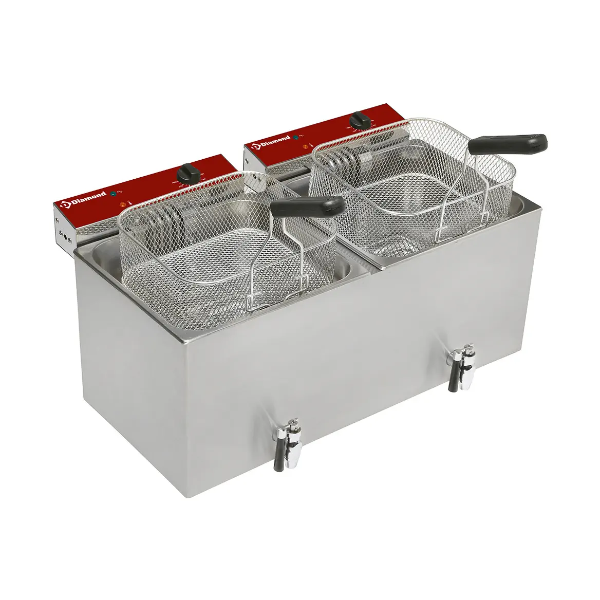 Friteuse de table électrique 2x 12 litres + robinet de vidange