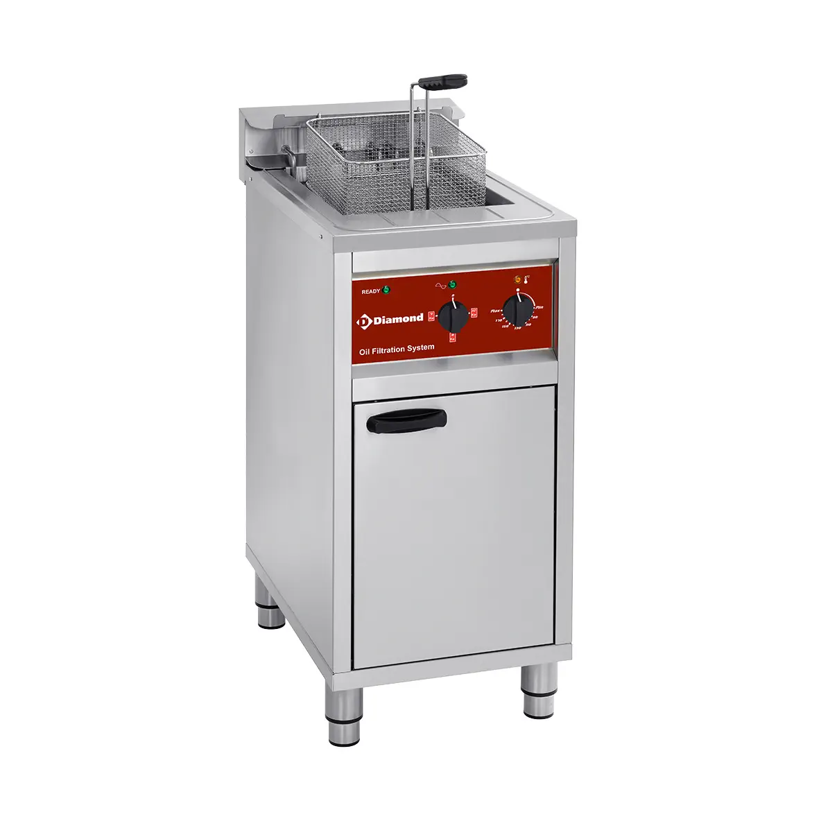 Friteuse électrique avec système de filtration, 1 cuve 16 lit., sur meuble