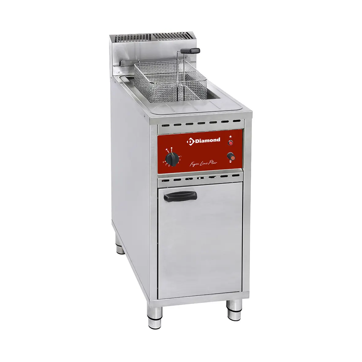 Friteuse gaz, 1 cuve 16 lit., sur meuble
