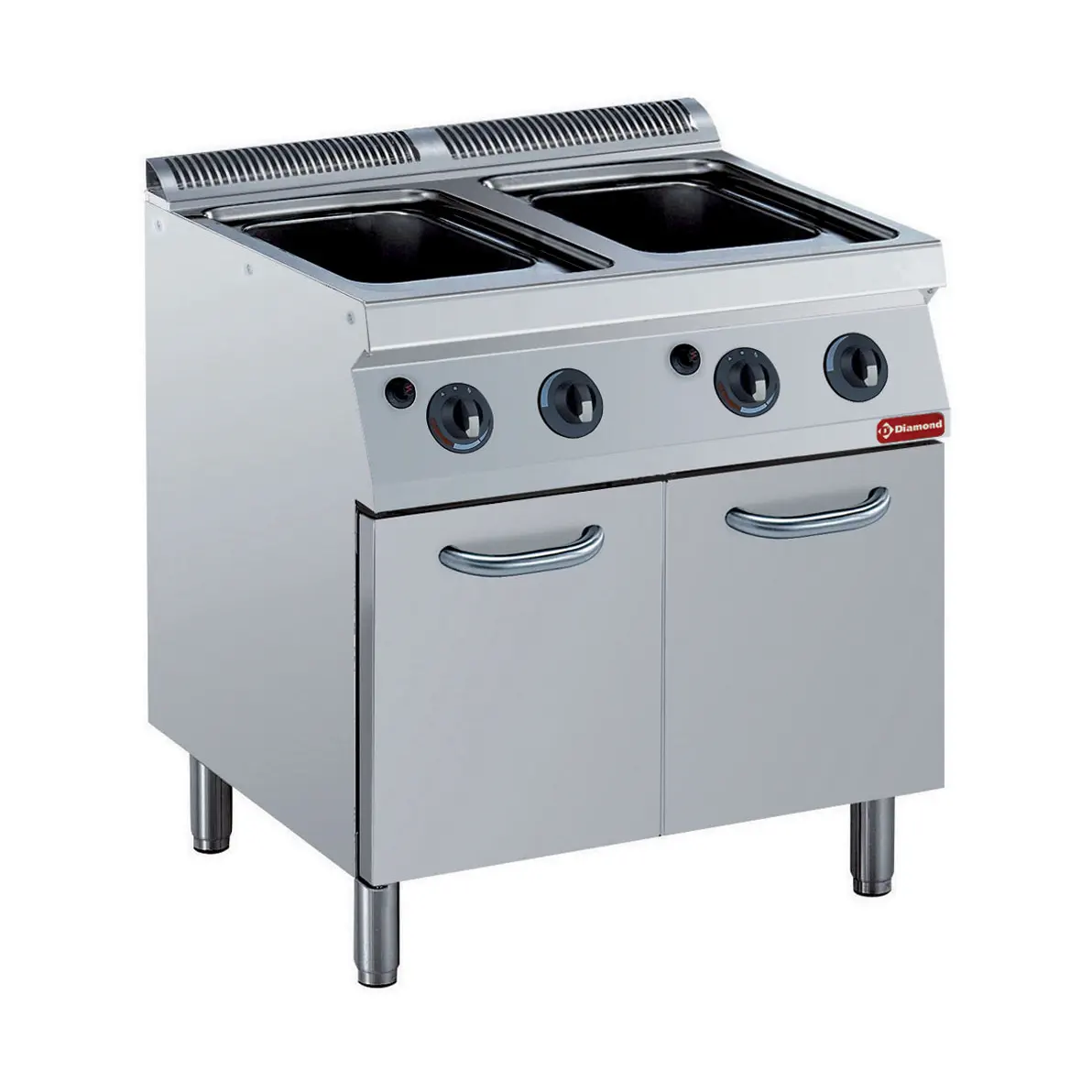 Cuiseur à pâtes gaz, 2x 24,5 litres, sur armoire (sans paniers)