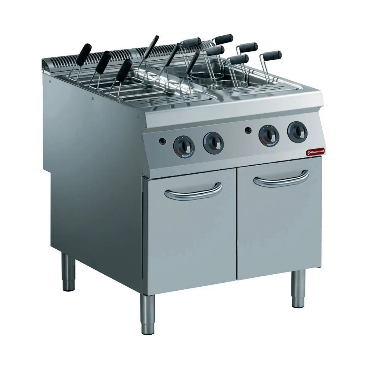 Cuiseur à pâtes gaz, 2 cuves GN 1/1, sur meuble (sans paniers)