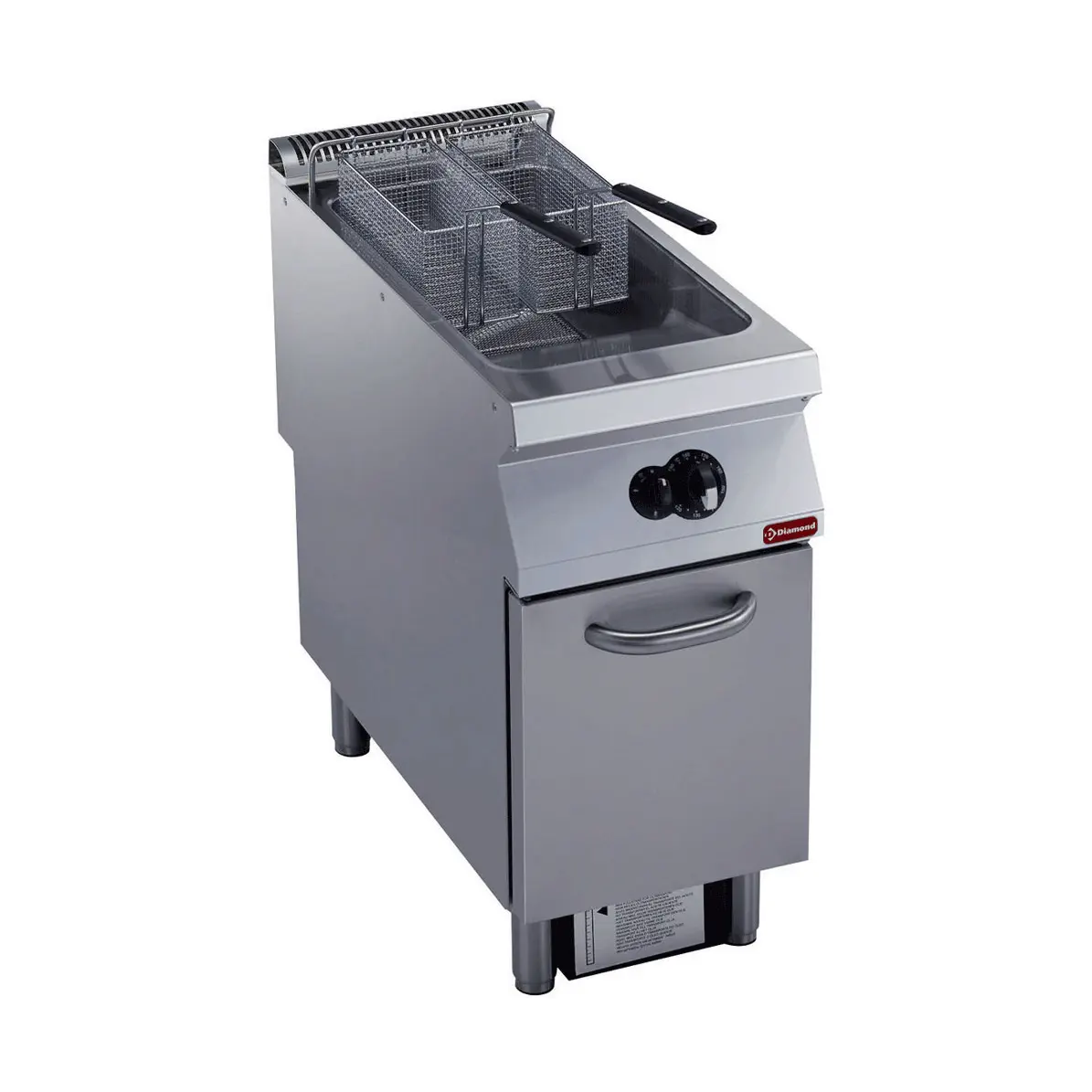 Friteuse gaz 1 cuve "Y" 23 litres, brûleurs extérieurs, sur meuble