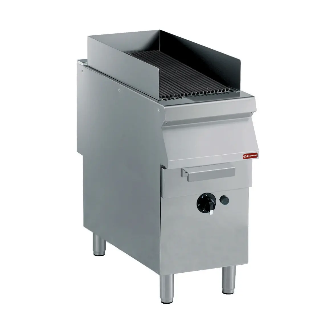 Grill vapeur, grille en fonte, sur piétement