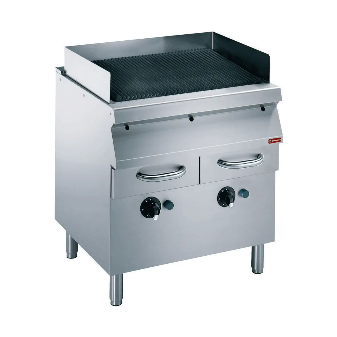 Grill vapeur, grille en fonte, sur piétement
