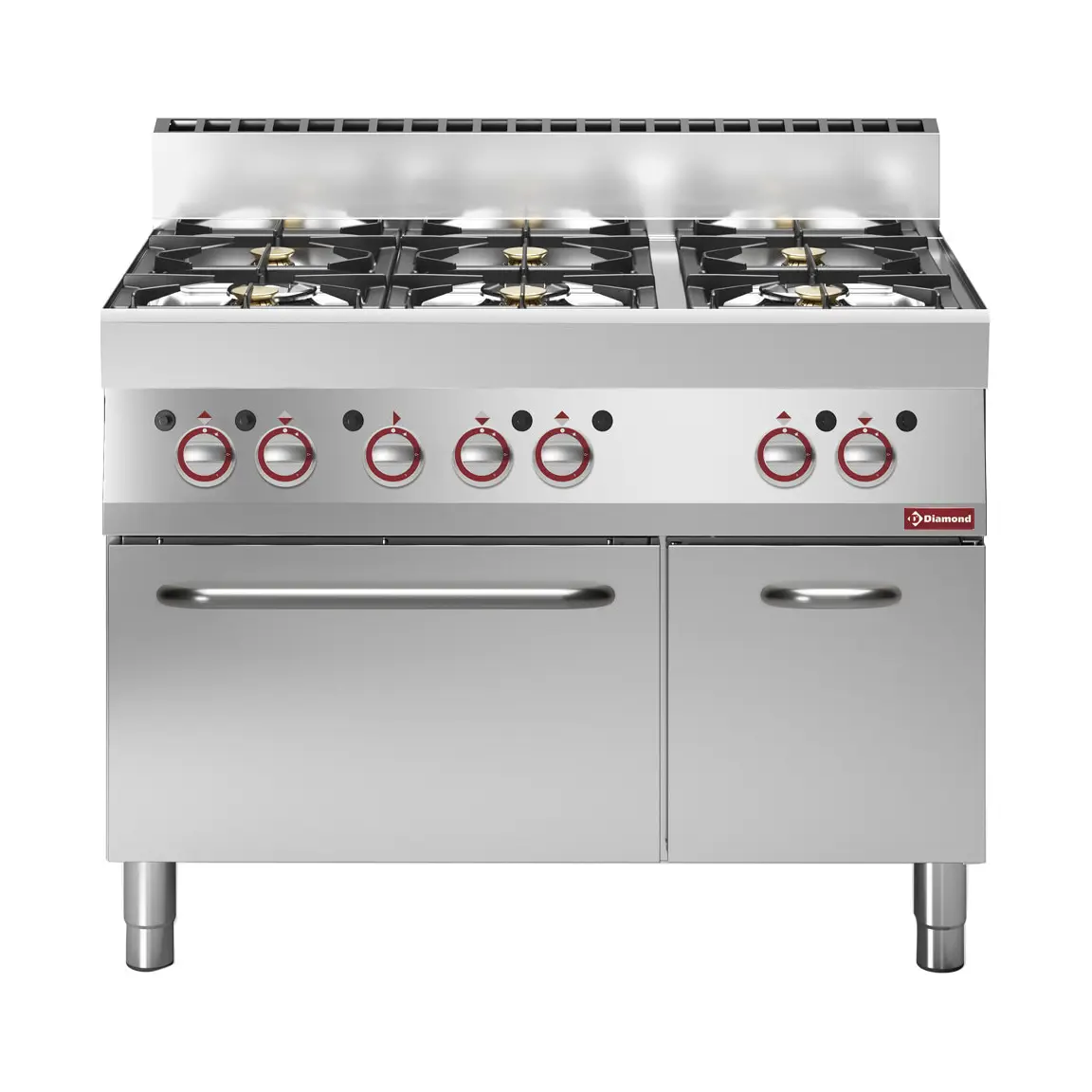 Fourneau 6 feux vifs, sur four gaz et armoire neutre
