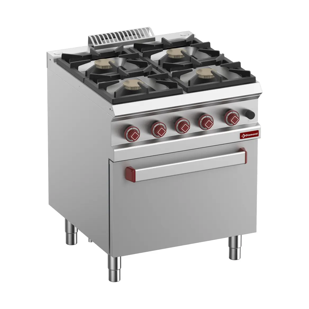 Fourneau 4 feux vif, four gaz GN 2/1