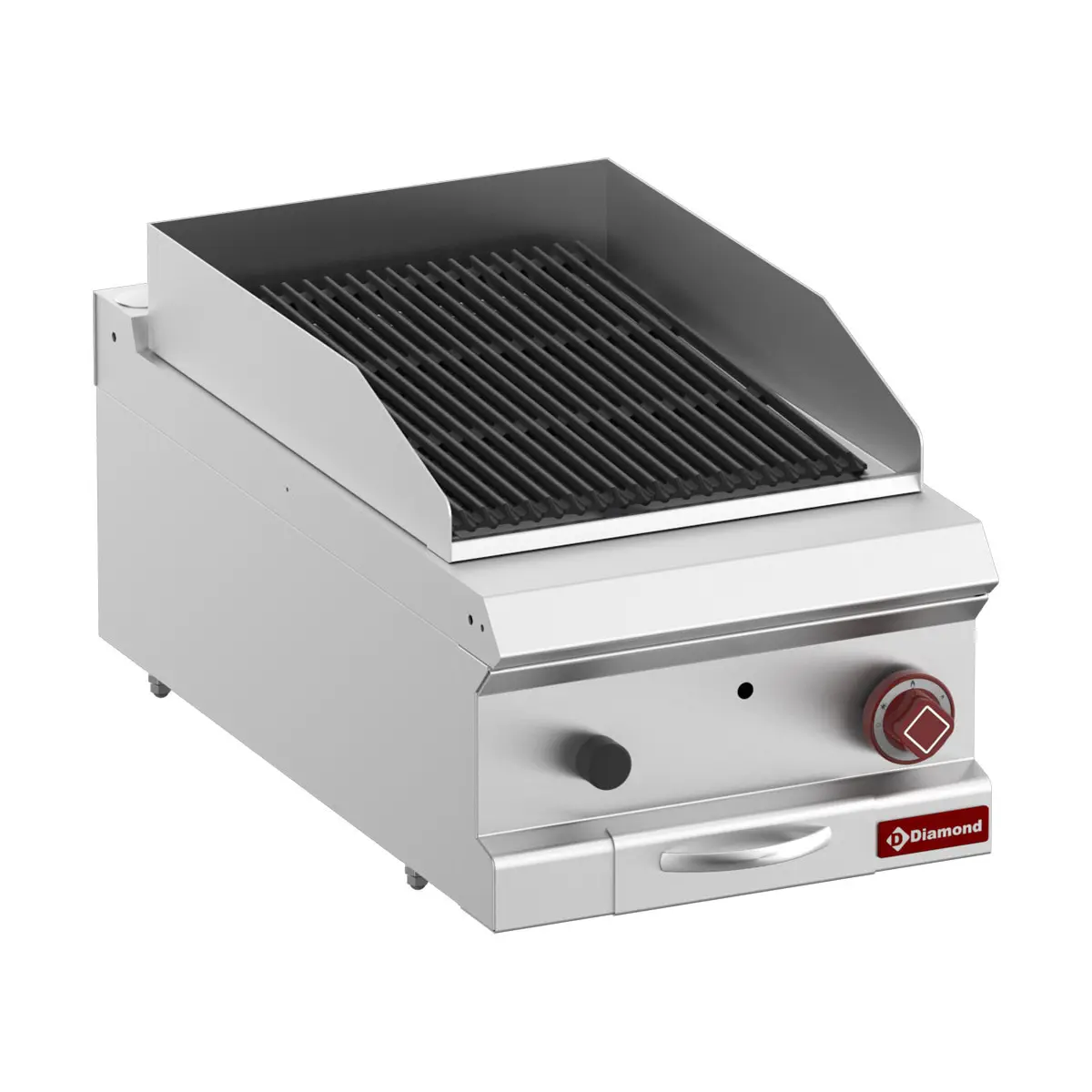 Grill pierre de lave, module 1/2, grille en fonte "double face"-Top-