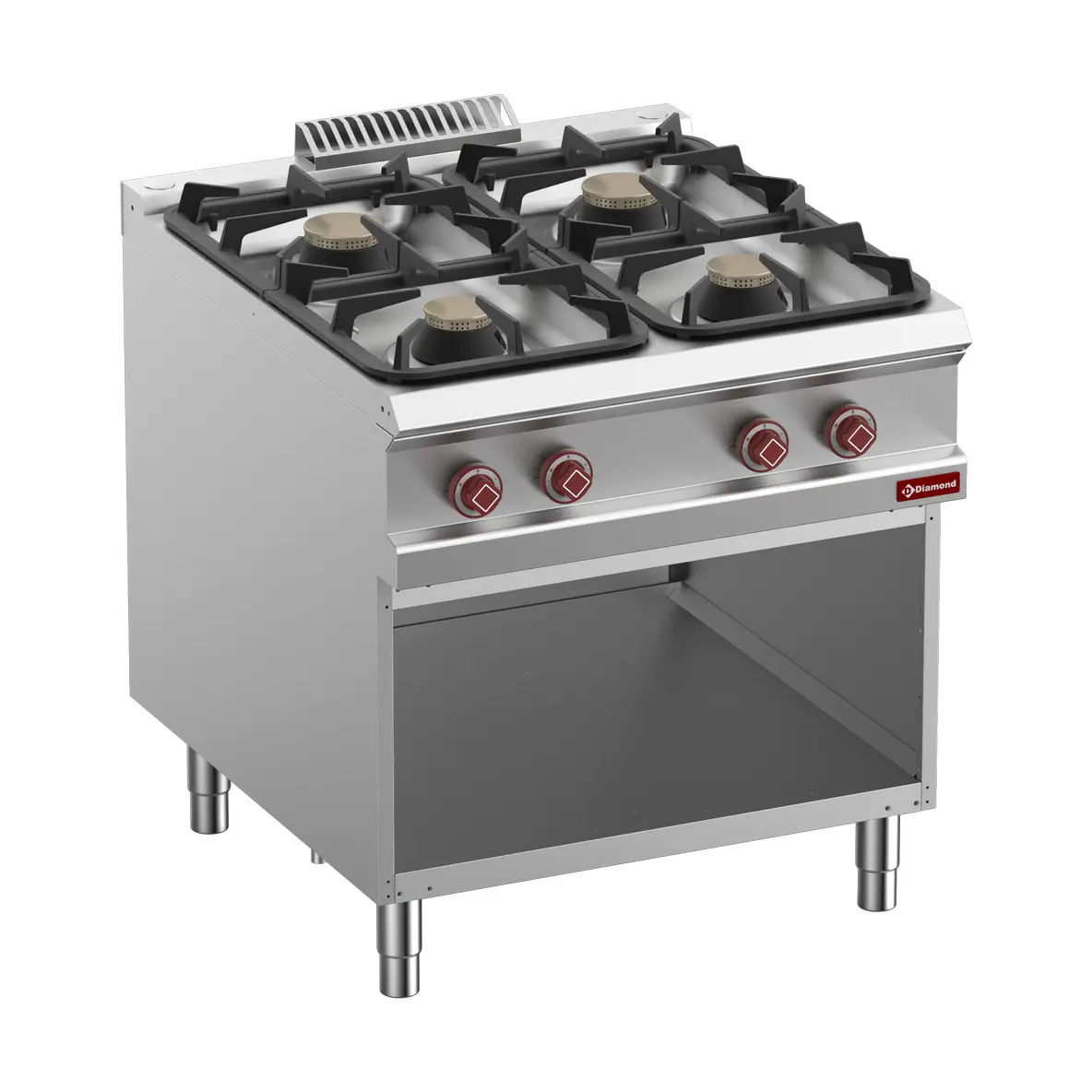 Fourneau 4 feux gaz, armoire ouverte