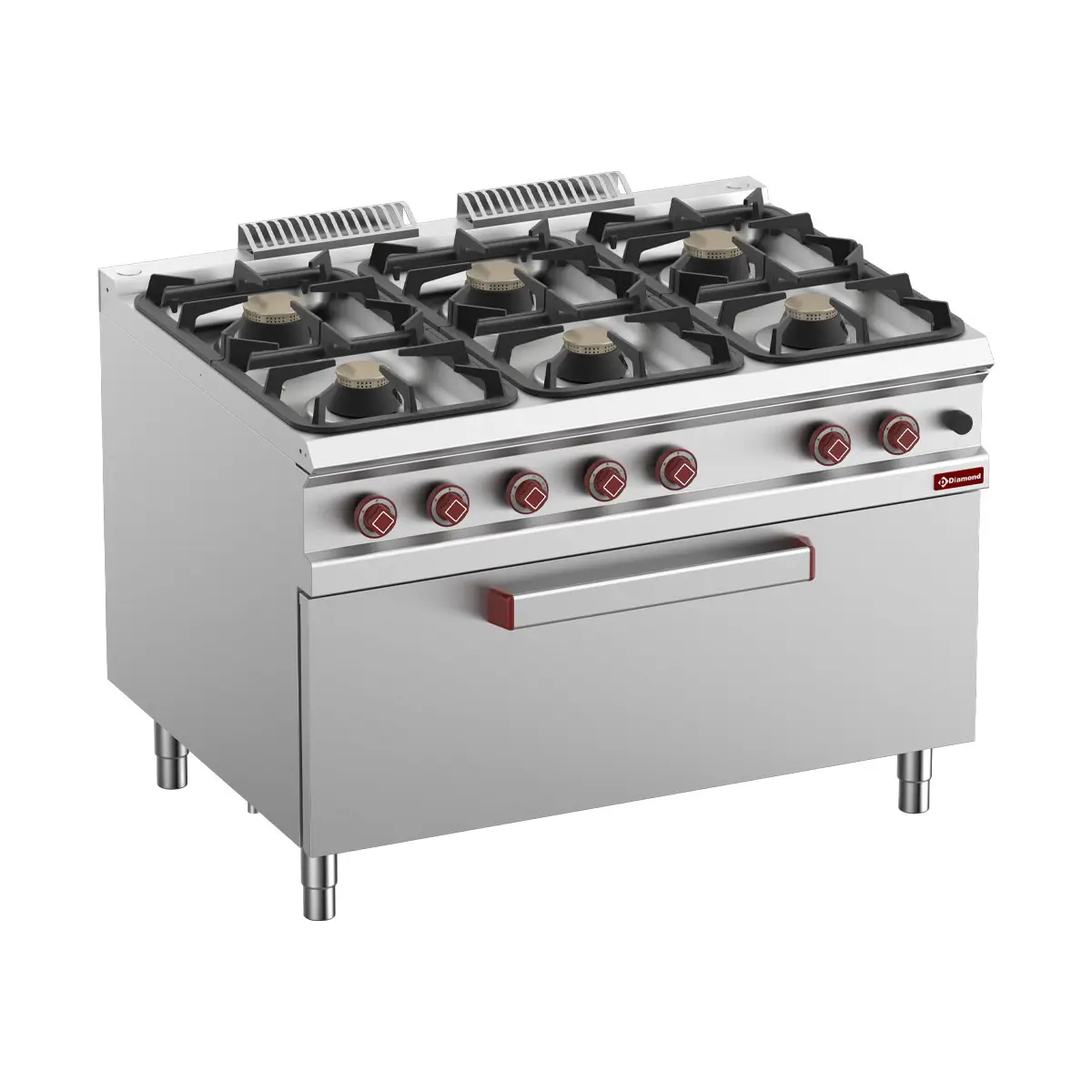 Fourneau 6 feux sur MAXI four gaz