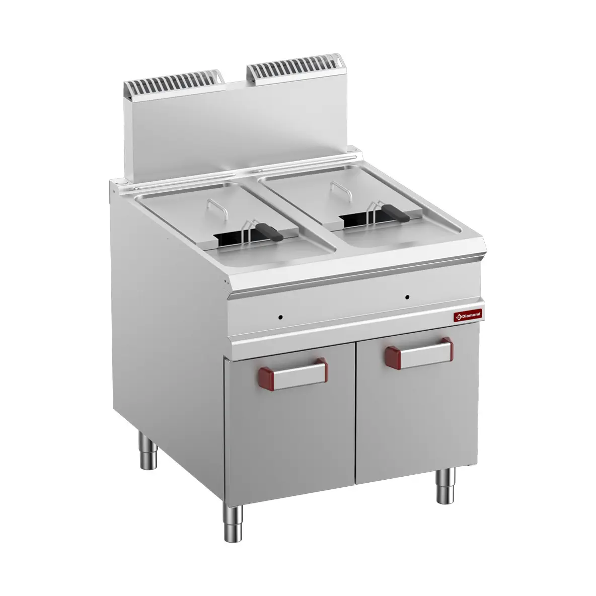 Friteuse gaz 2 cuve 18 lit. (2x 18 kW) sur meuble fermé