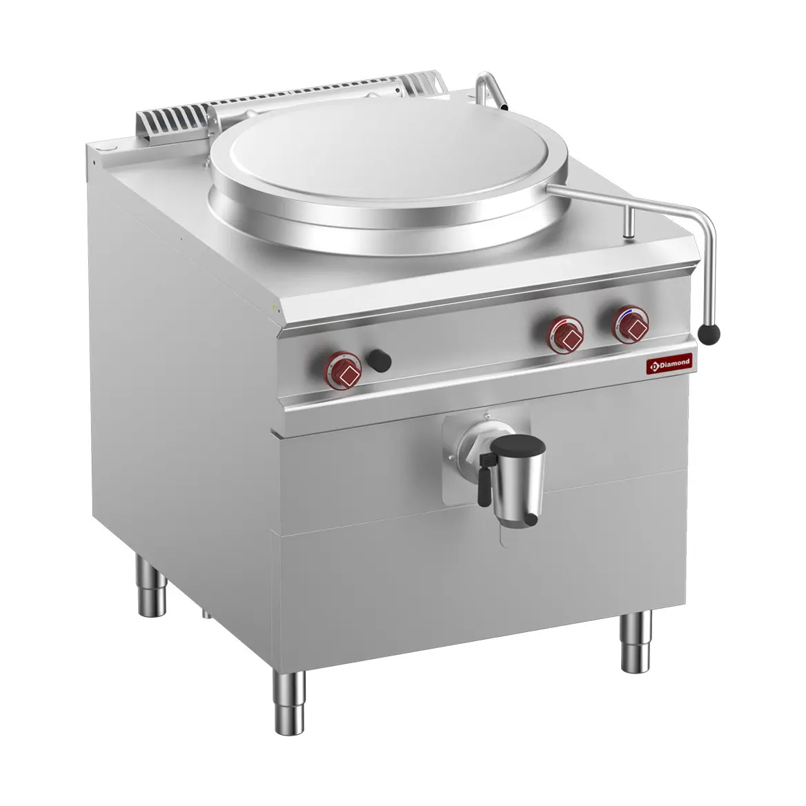 Marmite gaz, cuve 100 lit. chauffage direct, sur meuble