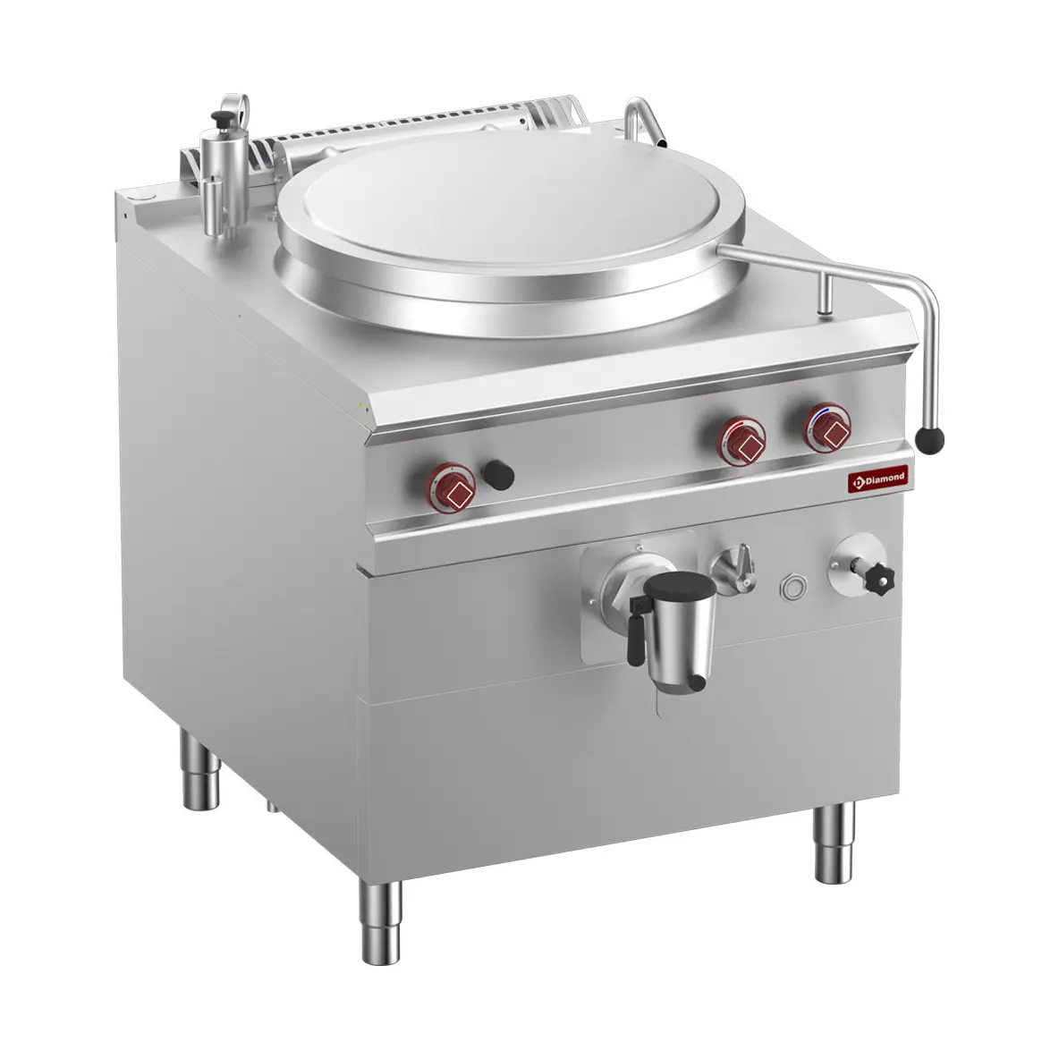 Marmite gaz, cuve 100 lit. chauffage indirect, sur meuble