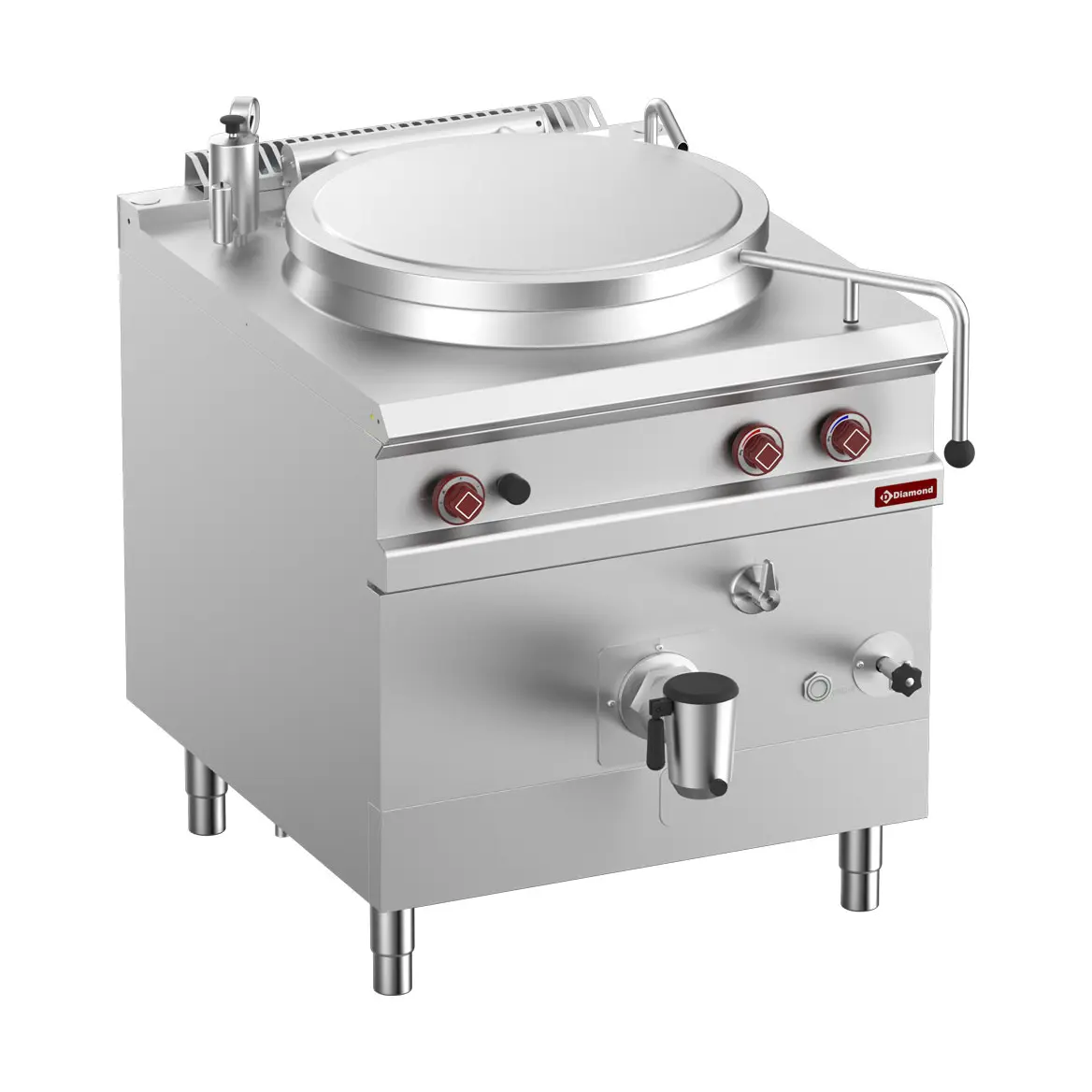 Marmite gaz, cuve 150 lit. chauffage indirect, sur meuble