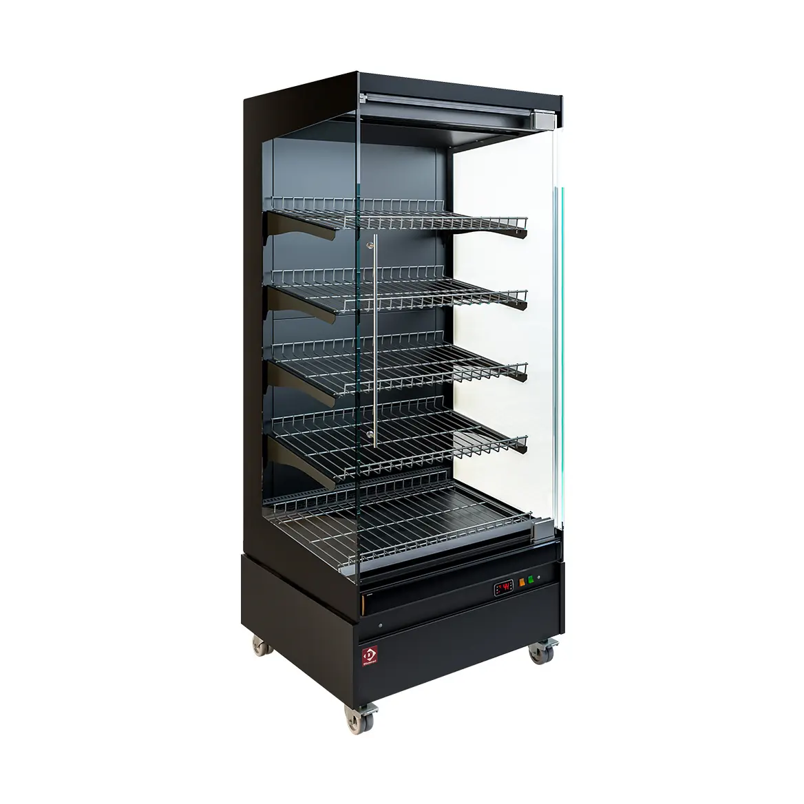 Vitrine chauffante,  libre-service, avec porte vitrée, sur roues - FULL BLACK