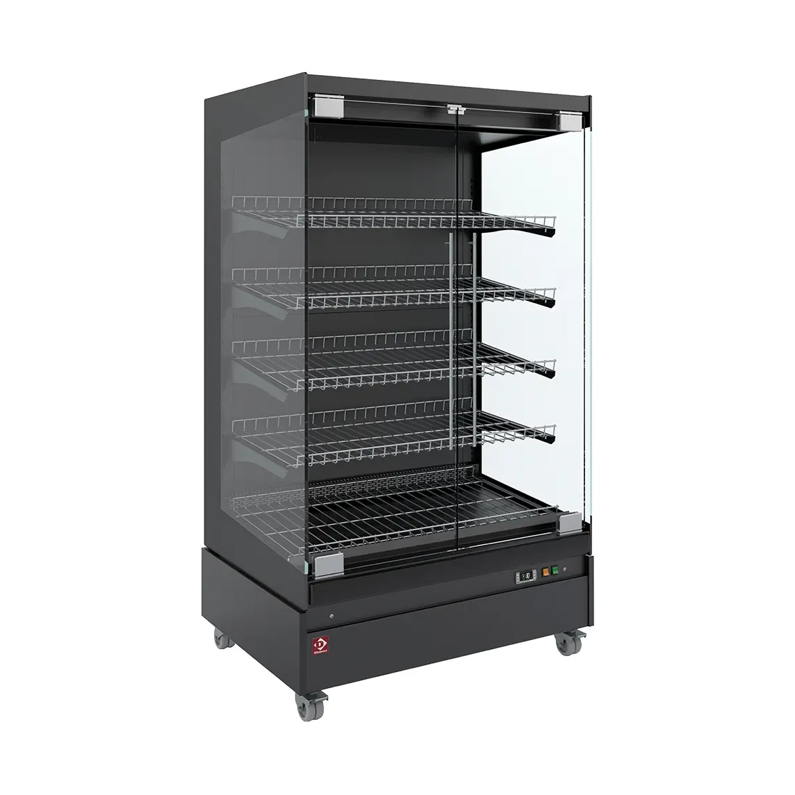 Vitrine chauffante,  libre-service, avec porte vitrée, sur roues - FULL BLACK