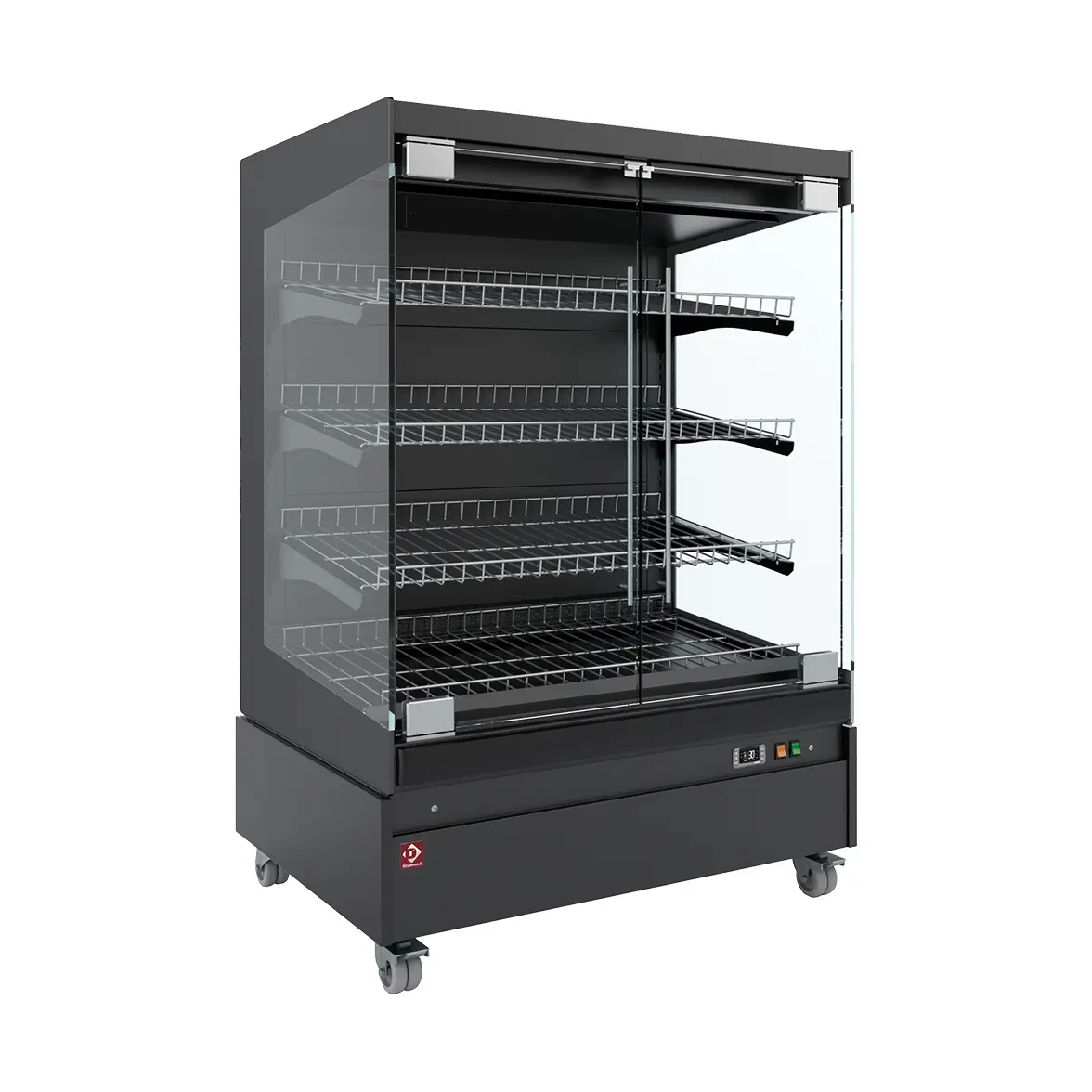 Vitrine chauffante,  libre-service, avec porte vitrée, sur roues - FULL BLACK
