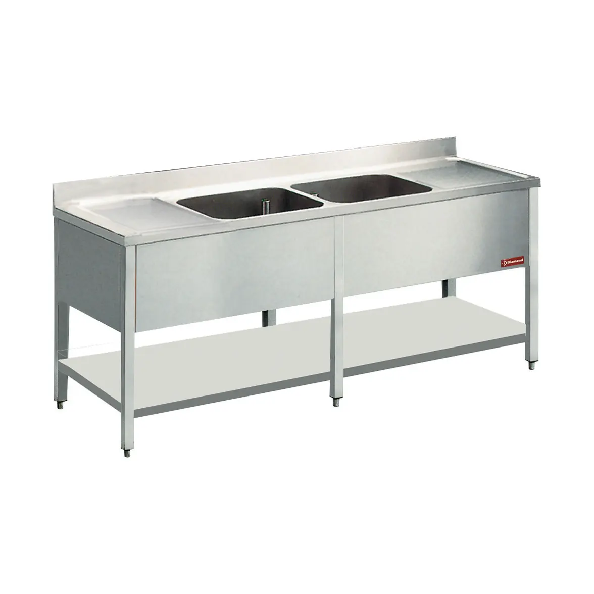 Plonge 2 cuves et 2 égouttoirs - 2400 x 700 mm