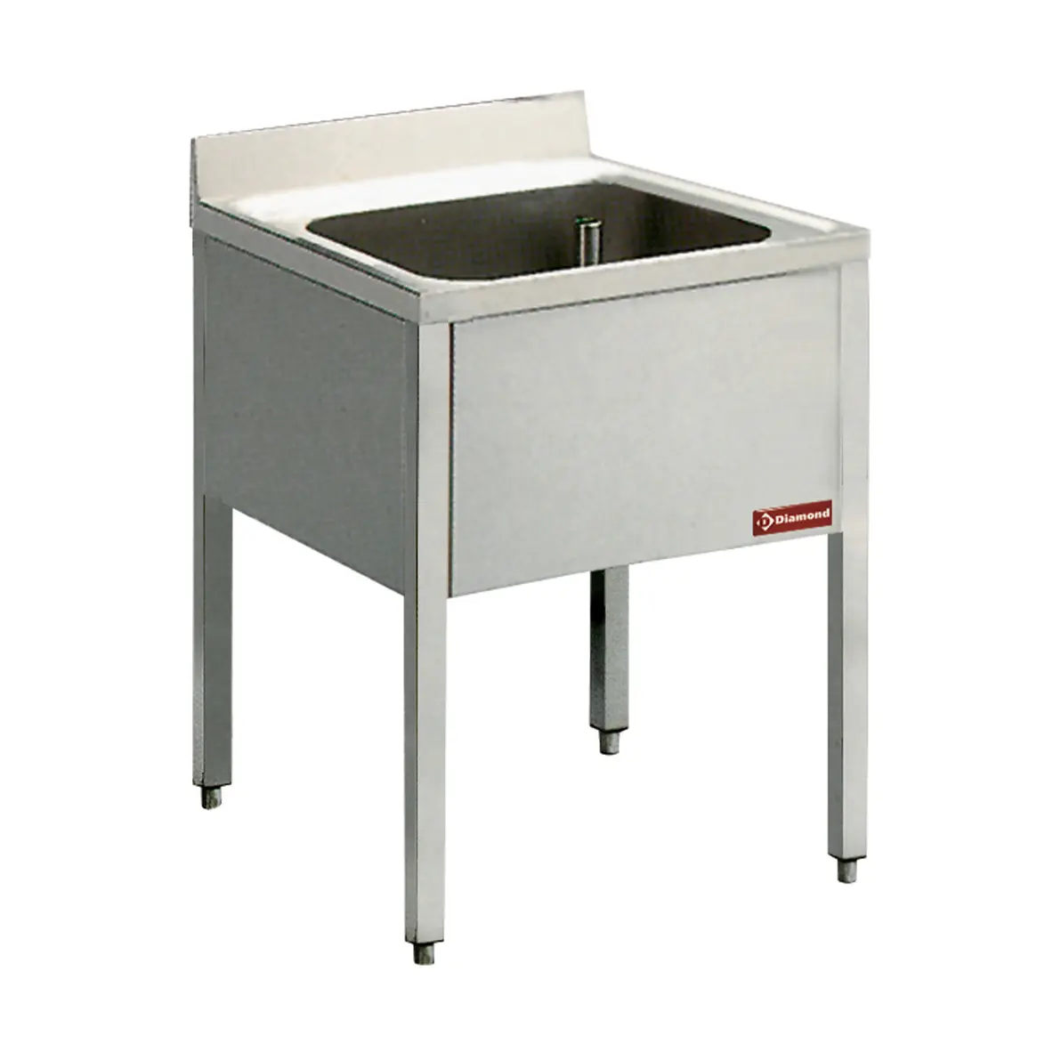 Plonge 1 cuve, avec piétement - 700 x 700 mm