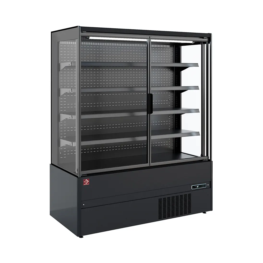 Meuble mural réfrigéré, libre-service, portes battantes - FULL BLACK - 1310 x 665 mm