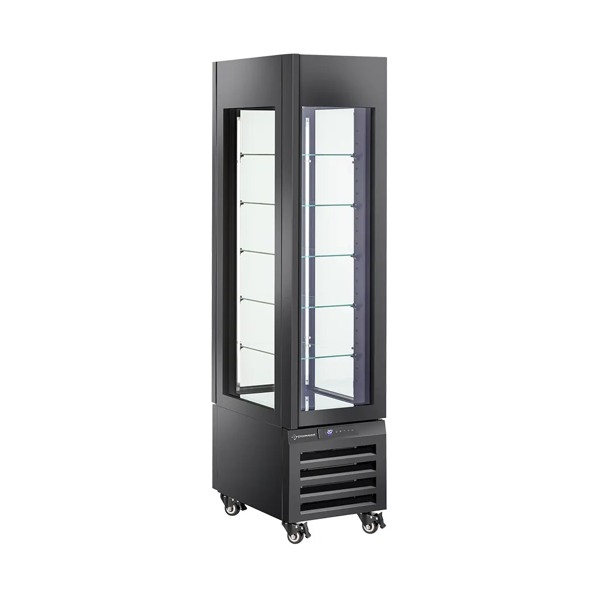 Vitrine "FULL vitrée" 260 Lt., 5 niveaux en verre, ventilée - ICE CREAM & PASTRY - NOIR