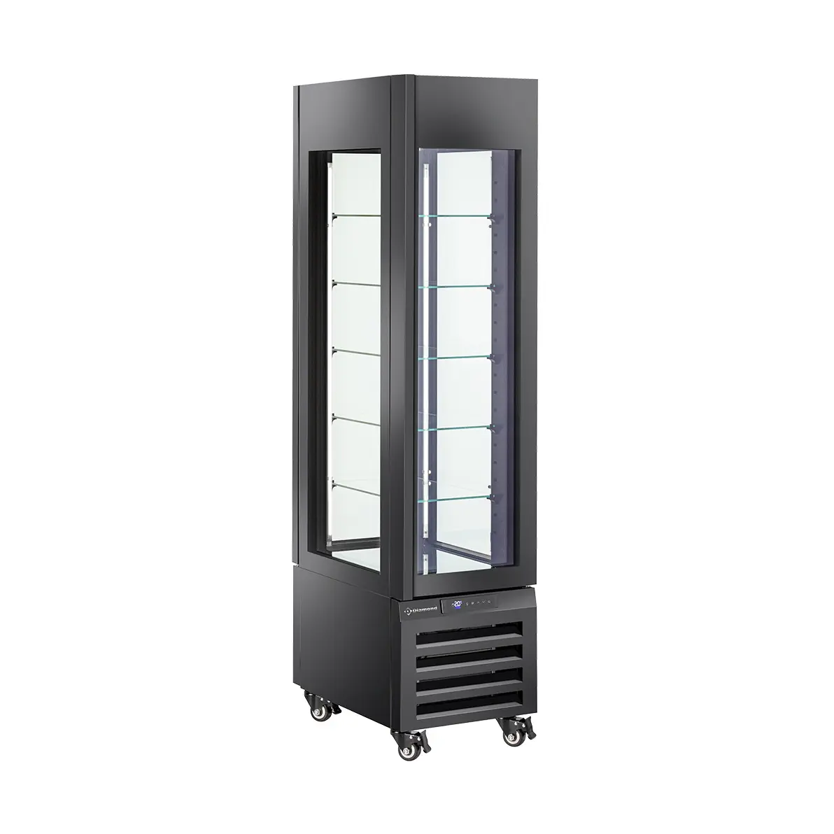 Vitrine "FULL vitrée" 260 Lt., 5 niveaux en verre, ventilée - PASTRY - NOIR