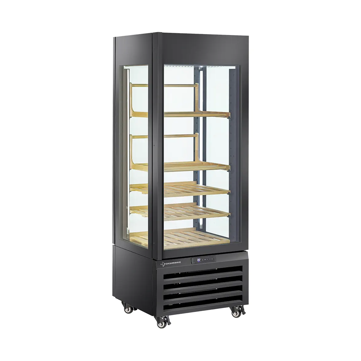 Vitrine "FULL vitrée" 440 Lt., 1 niveau + 4 étagères, ventilée - WINE - NOIR