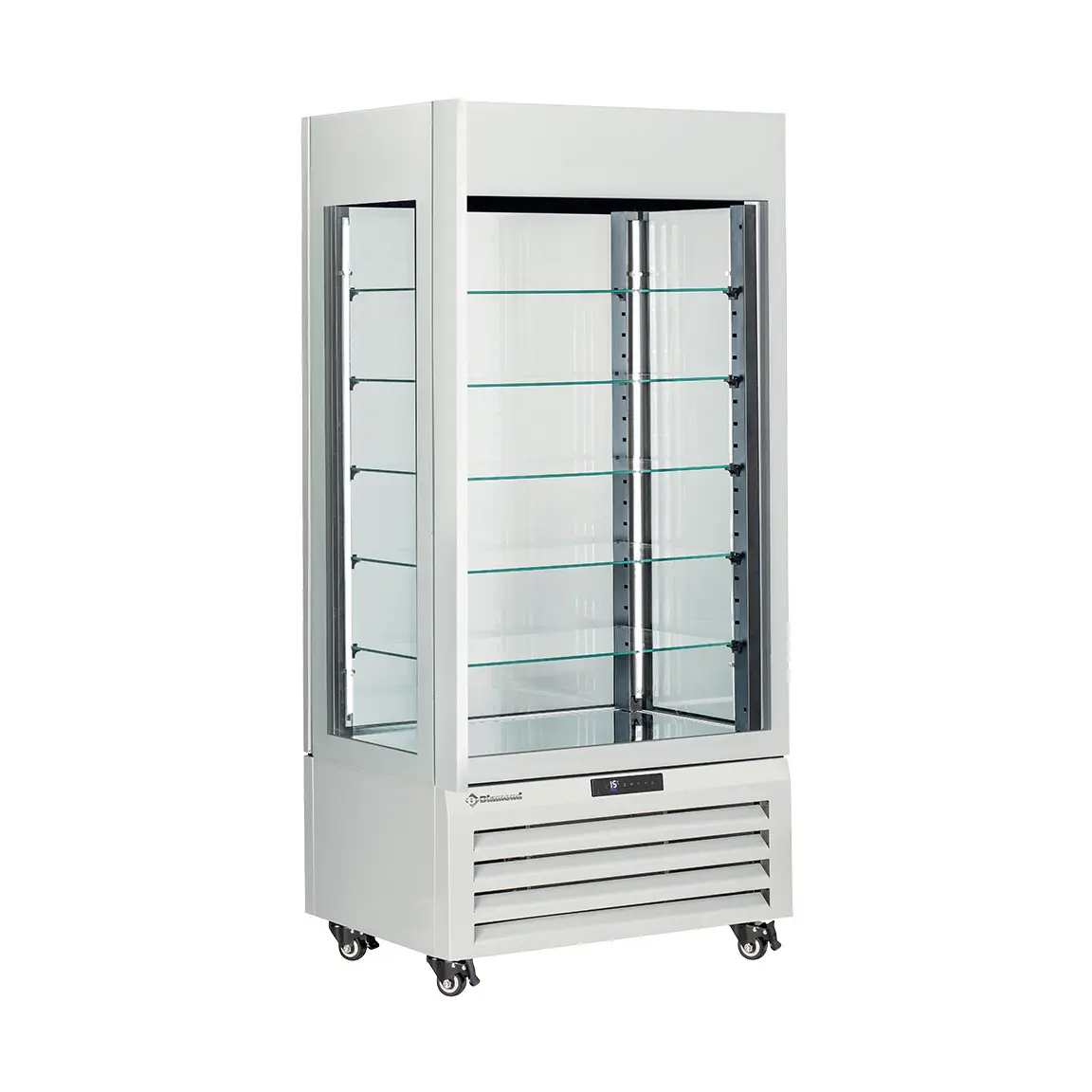 Vitrine "FULL vitrée" 600 Lt., 5 niveaux en verre, ventilée - CHOCOLATE - BLANC