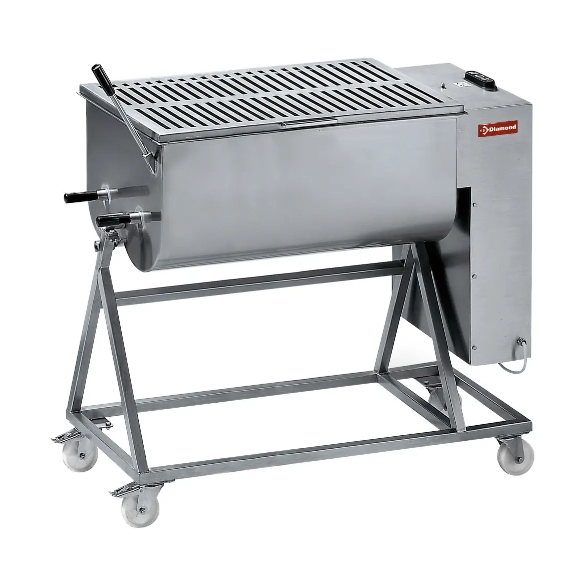 Mélangeur à viande en inox 120 kg, piètement sur roues