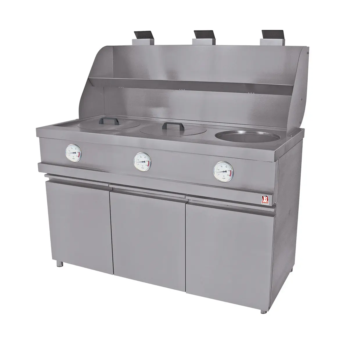 Friteuse gaz HEAVY DUTY, 3 cuves rondes, mécanique