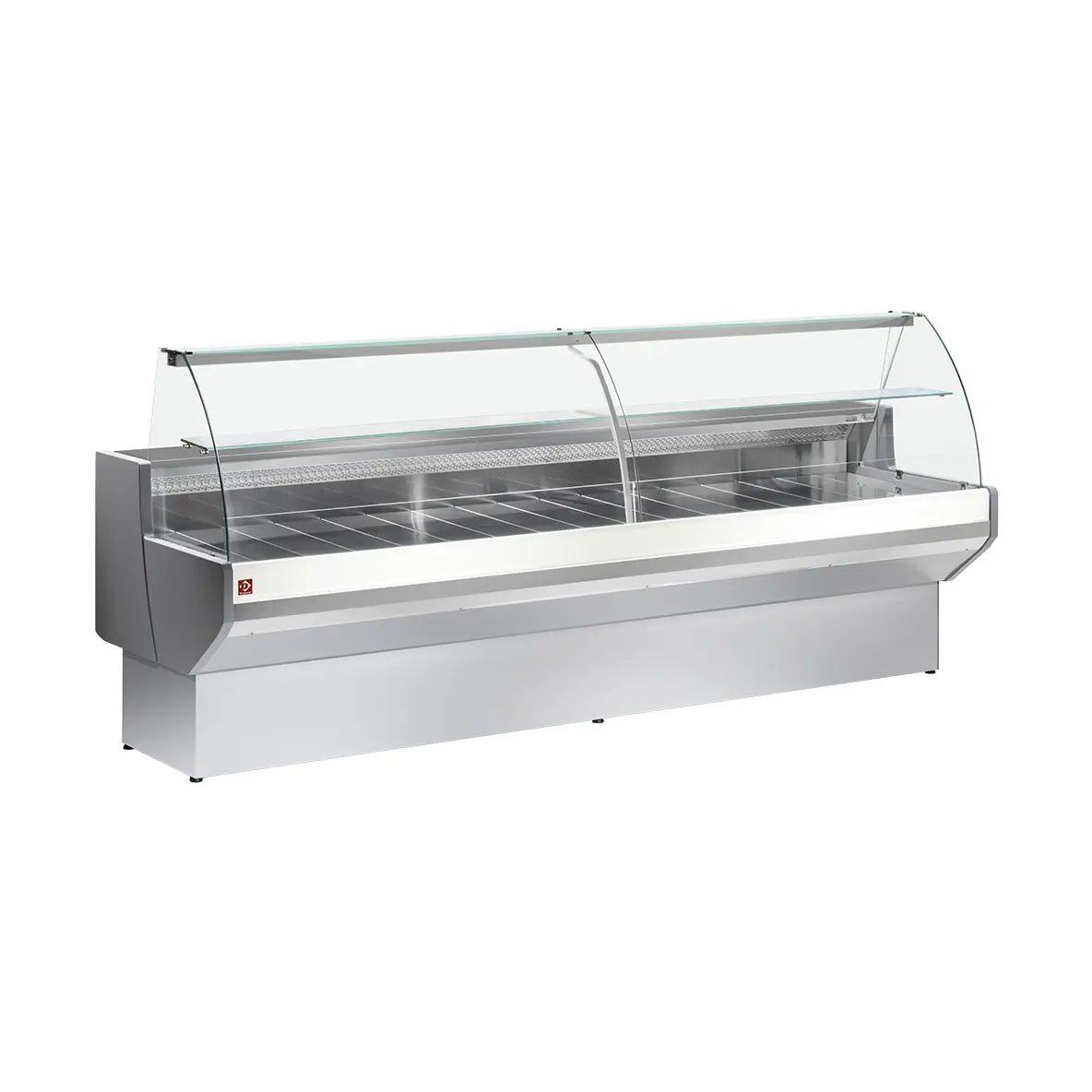 Comptoir vitrine réfrigéré à vitre bombée, avec réserve - GRIS/BLANC - 2000 x 910 mm