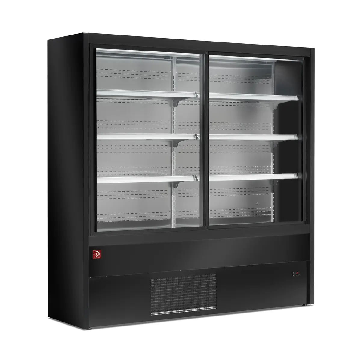 Murale réfrigéré, ventilé, avec portes coulissantes en verres - NOIR - 1000 x 570 mm