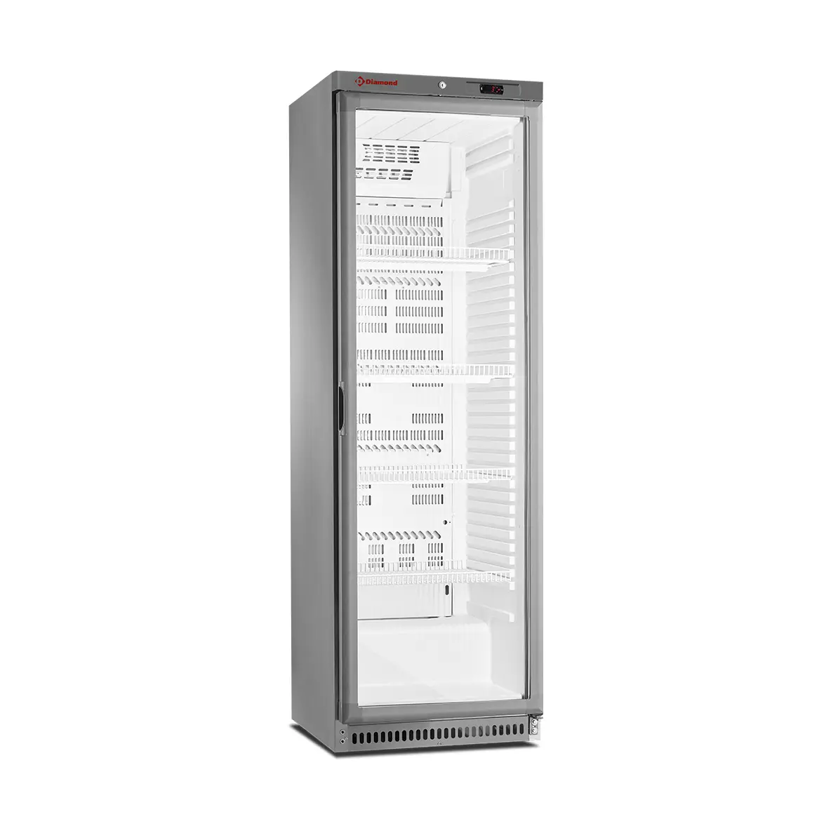 Armoire frigorifique, vitrée, ventilée, 400 Lit. acier inox