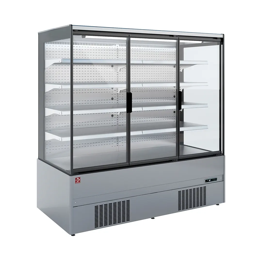 Meuble mural réfrigéré, libre-service, portes battantes - FULL INOX - 2500 x 852 mm