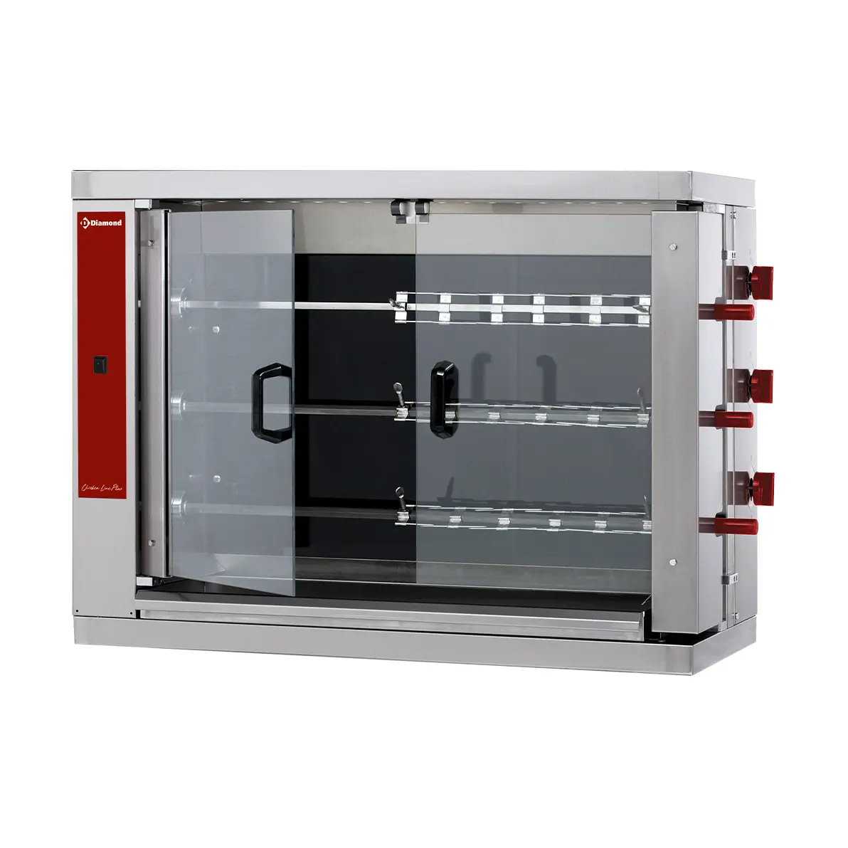 Rôtissoire électrique vitrocéramique, 3 broches (18 poulets)