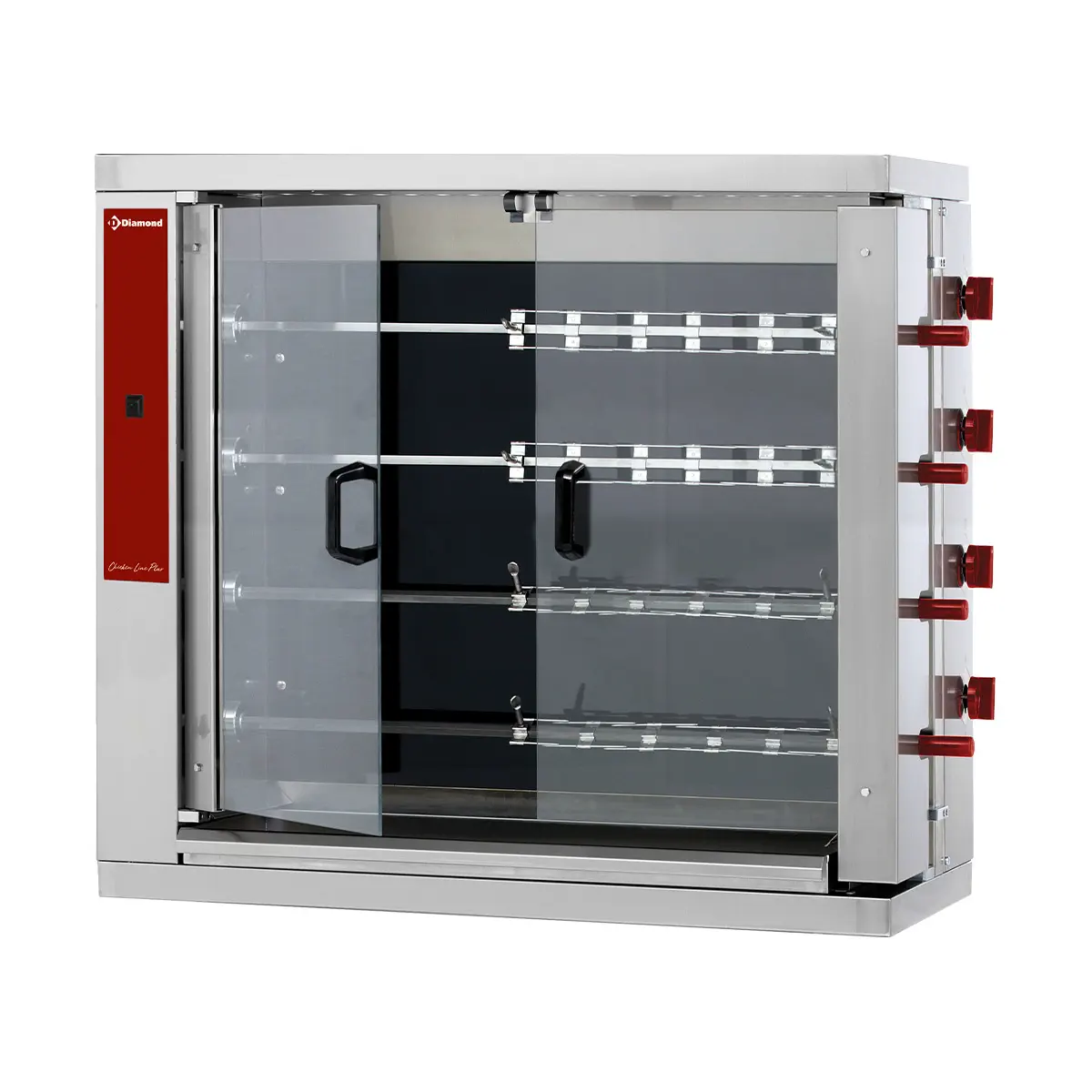 Rôtissoire électrique vitrocéramique, 4 broches (24 poulets)