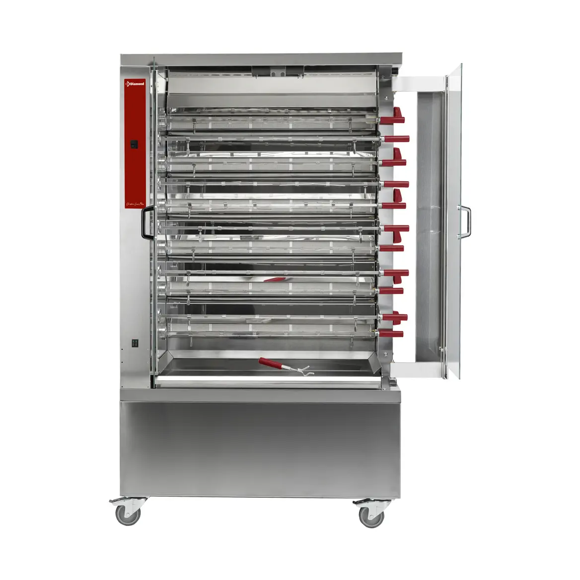 Rôtissoire à poulets gaz, 11 broches (66 poulets)