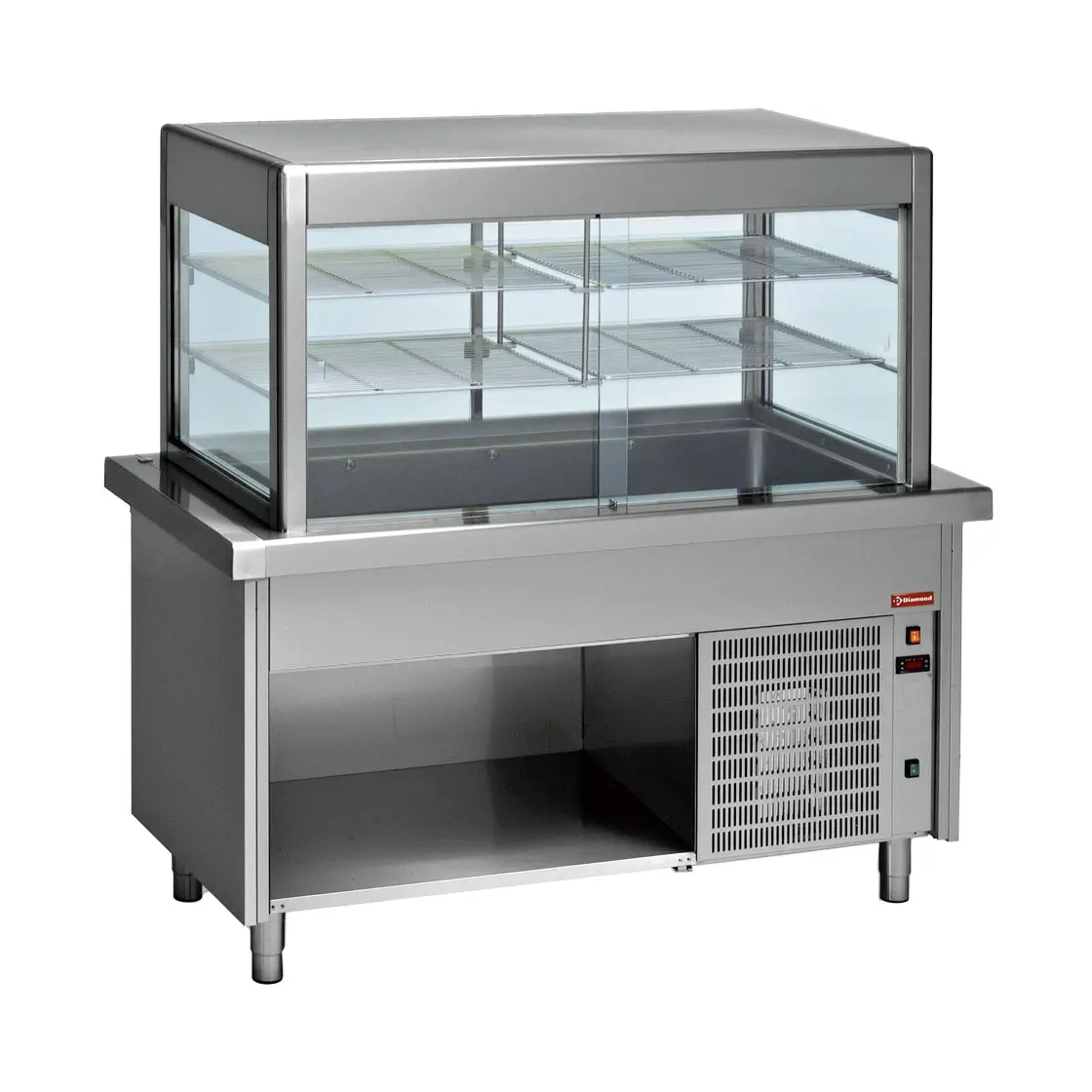 Elément top et vitrine réfrigerée sur meuble ouvert 4x GN 1/1