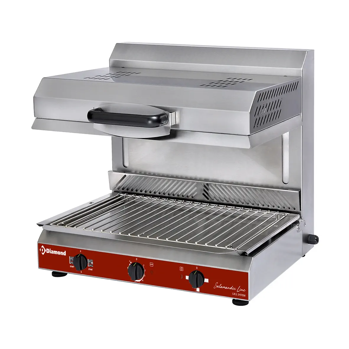 Salamandre vitrocéramique, plafond mobile, 2 foyers