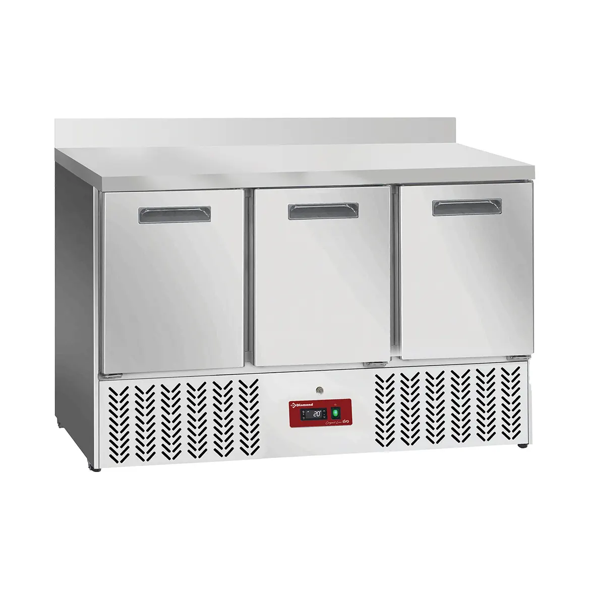 Table frigorifique , 3 portes GN 1/1, avec dosseret