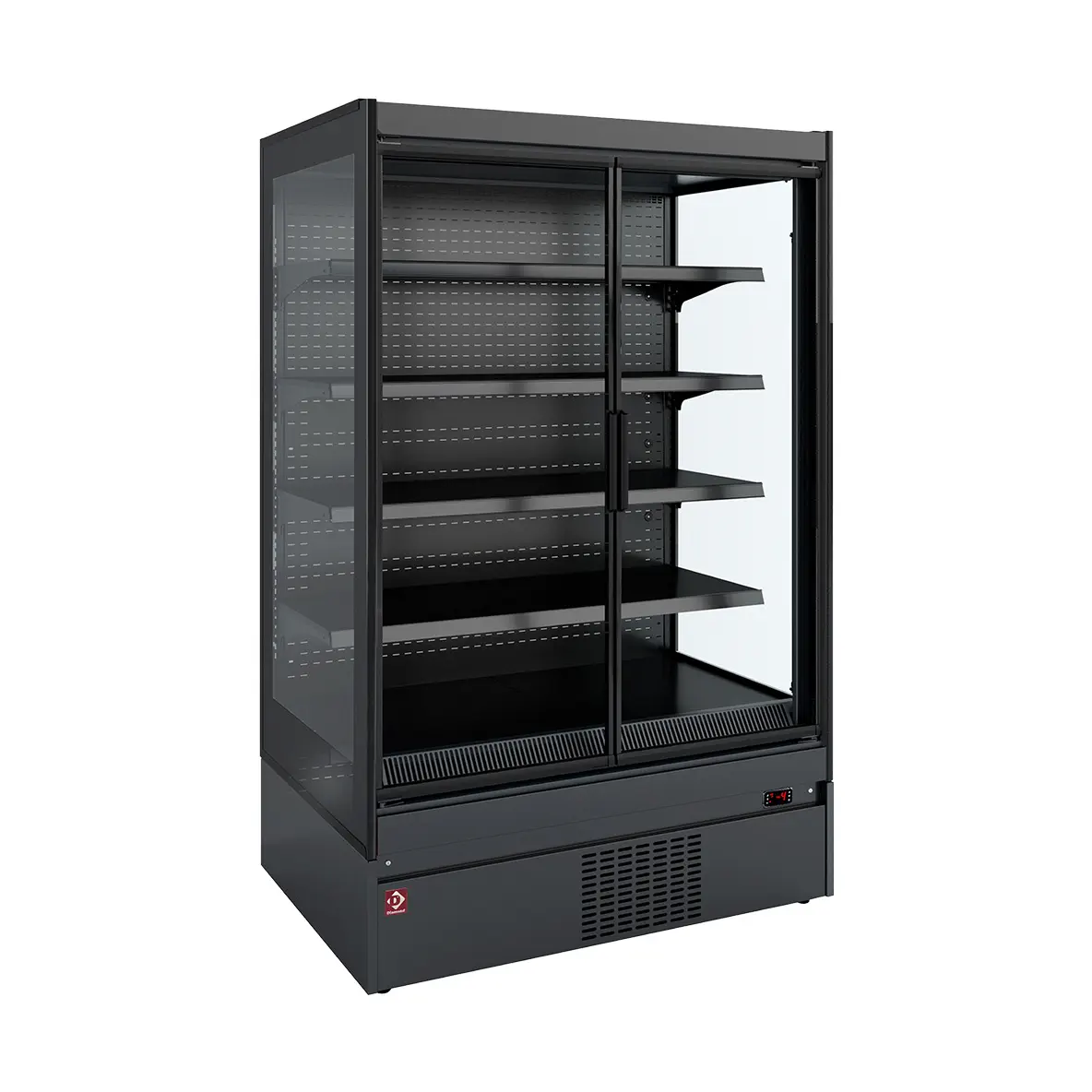 Meuble mural réfrigéré, joues vitrée, libre-service, portes battantes - FULL BLACK - 1550 x 898 mm