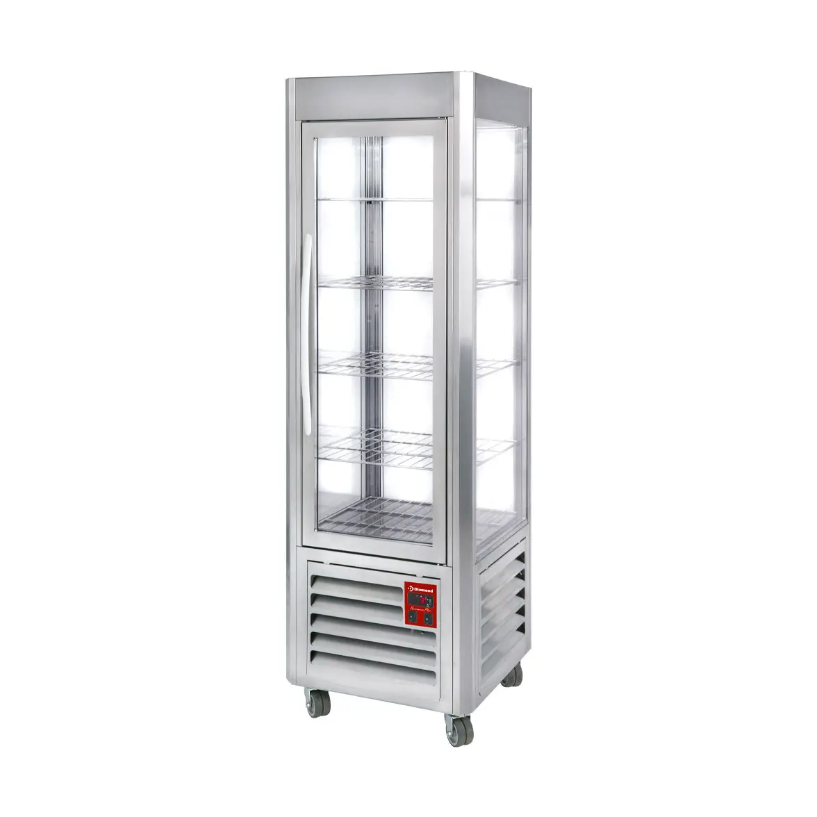 Vitrine panoramique, 5 grilles, 360 LT, Inox.