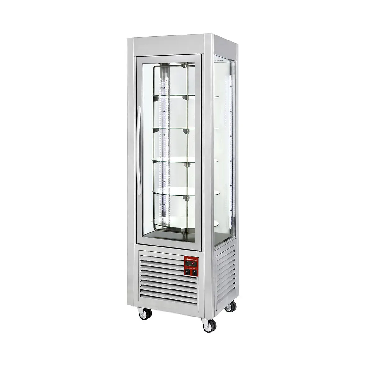 Vitrine panoramique, 5 plateaux tournants, 360 LT, inox.