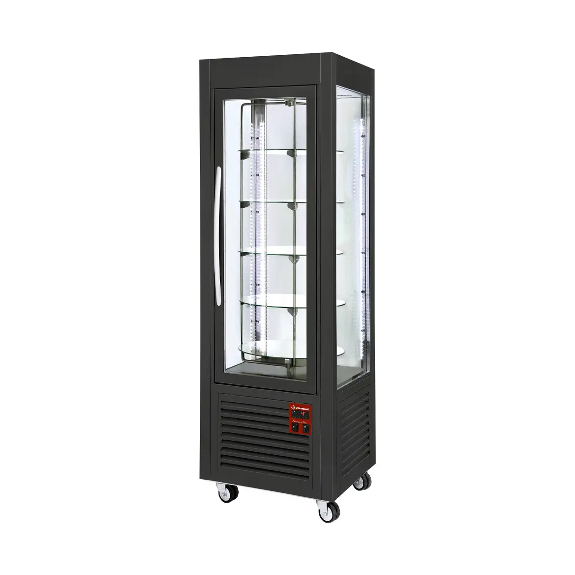 Vitrine panoramique, 5 plateaux tournants, 360 LT, Noire