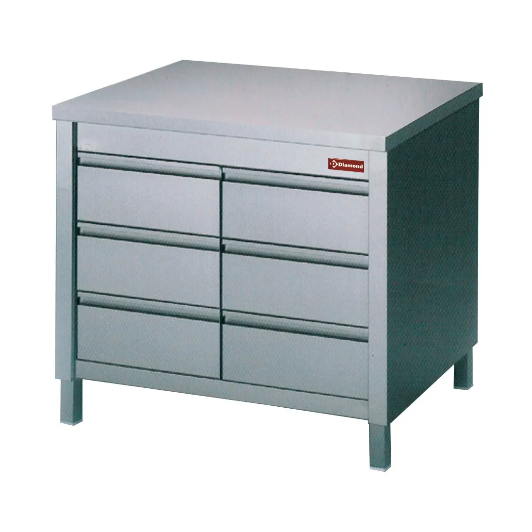 Table sur armoire avec 6 tiroirs GN1/1 - 1000 x 700 mm