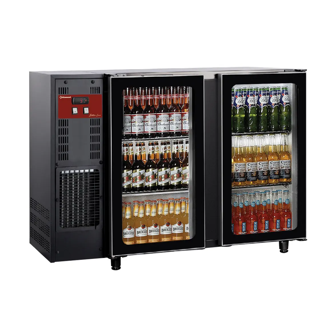 Arrière de bar 2 portes vitrées, 375 litres