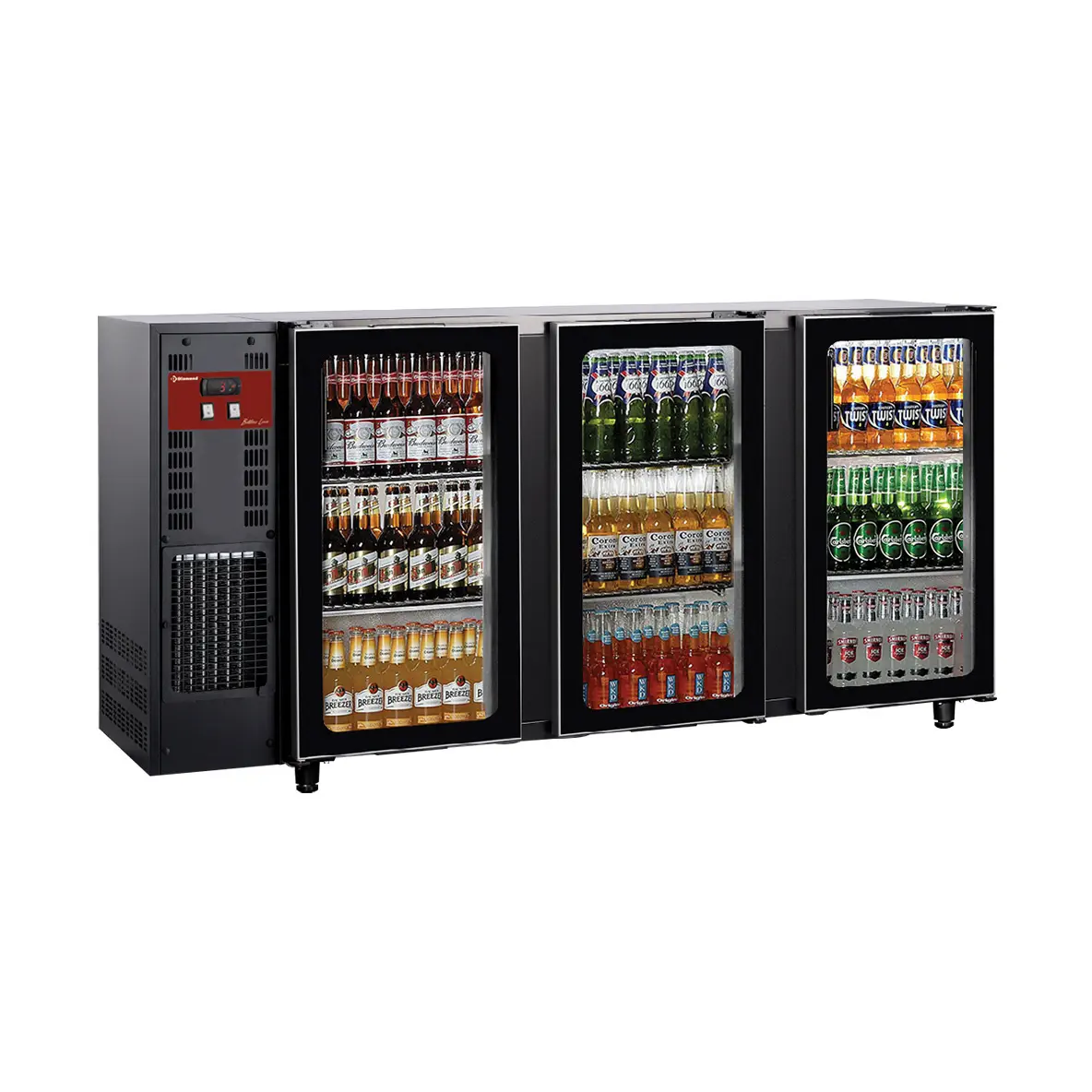 Arrière de bar 3 portes vitrées, 579 litres