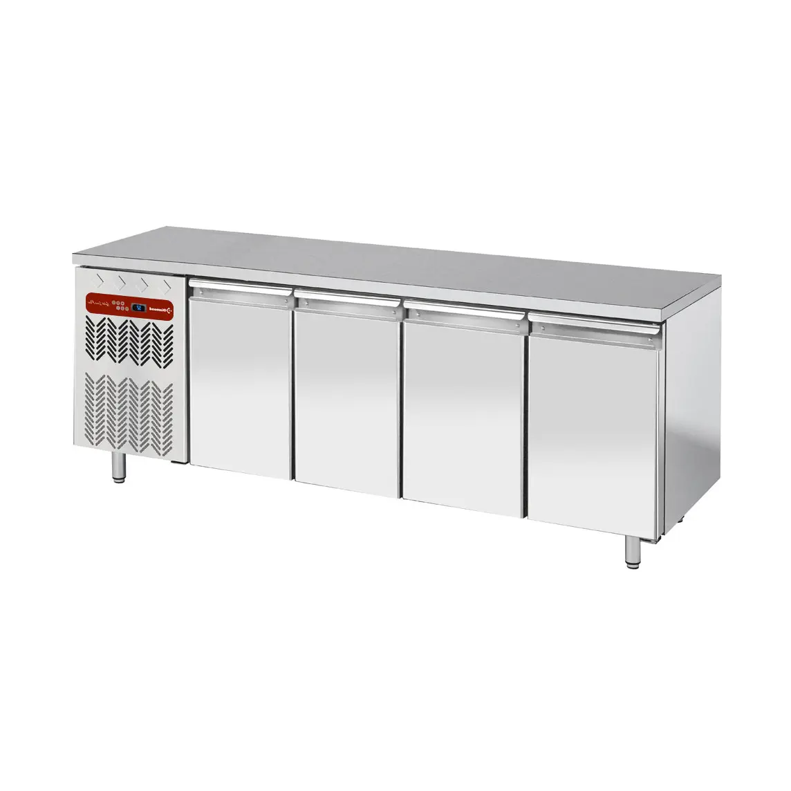 Table frigorifique, ventilée, 4 portes GN 1/1, groupe à gauche