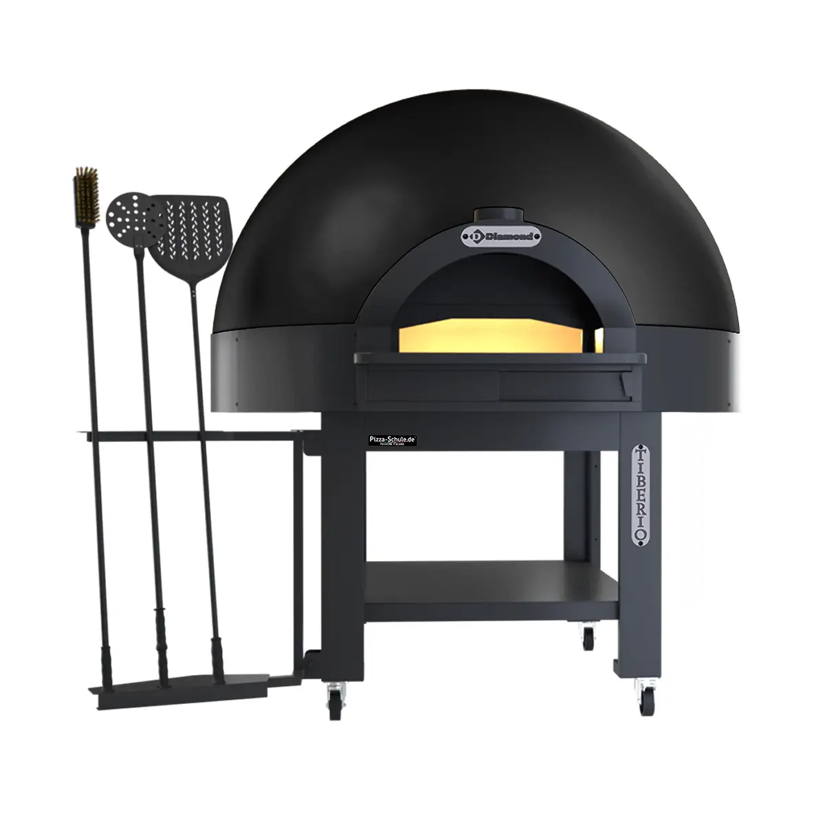 Four statique à cupole, sole fixe, 9 pizzas (Ø 33) avec support sur roues - BLACK