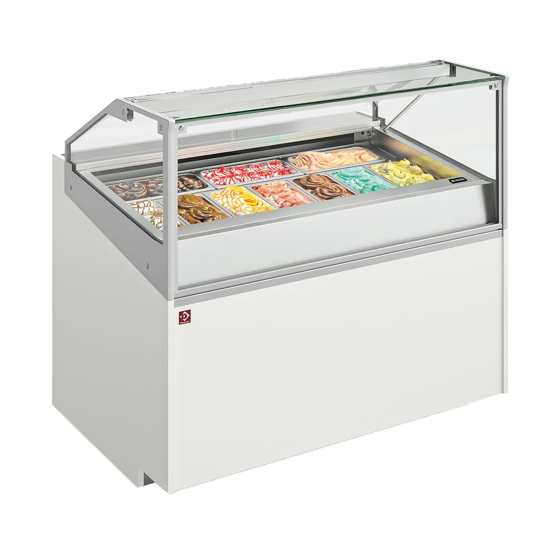Comptoir à crème glacée 10 bacs inox (360x165) - 1250 x 900 mm