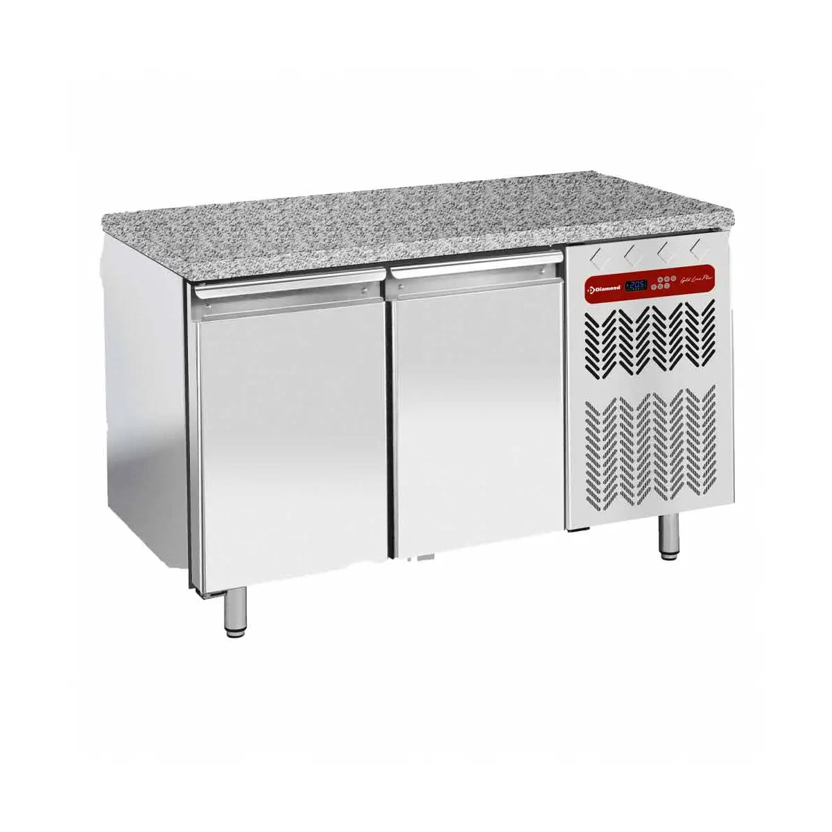 Table de congélation, ventilée, 2 portes EN 600x400 - Top en granit